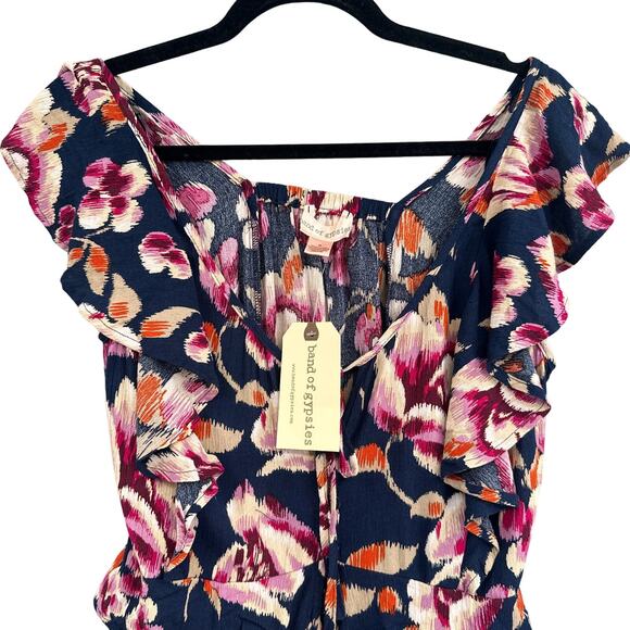 Band Gypsies Dress Women M Dark Floral Maxi Button Down Flowy Boho Prairie New - Picture 4 of 16